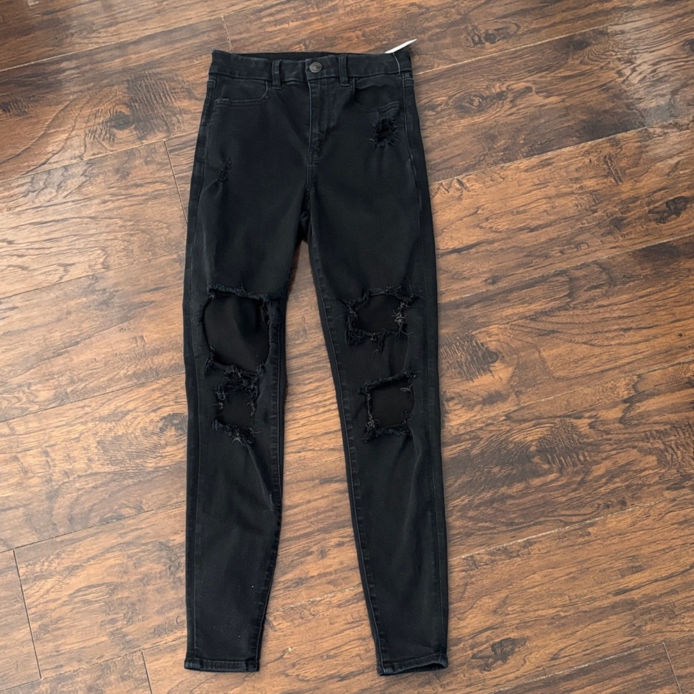 American Eagle Outfitters Distressed Black Skinny Jeans